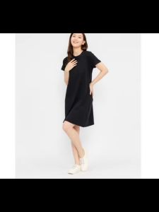 Dress basic polos lengan pendek wanita/dress wanita santai terbaru/pakaian wanita spandek rayon