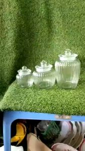 Bộ 3 hũ thủy tinh sọc