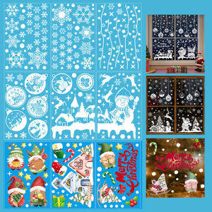 9 tờ miếng dán cửa sổ giáng sinh Santa Snowman bông tuyết Cây giáng sinh cửa sổ kính bông tuyết trang trí tường trang trí Giáng sinh tiệc mừng năm mới vui vẻ