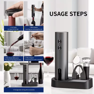 Electric Wine Opener Set Household Fully Automatic Corkscrew with Decanter Wine Tool Kit for Easy Drinking Wine Bottle Opener