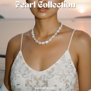 Julie🐚🪞สร้อยคอไข่มุกเทียม สเเตนเลส มีกล่อง พร้อมส่ง ไม่ลอกดำ ปรับขนาดได้ เครื่องประดับสไตล์ทะเล