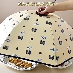 Table Food Cover Foldable Aluminum Foil Keep Warm Dust Fly Proof Umbrella Reusable Home Kitchen Tudung