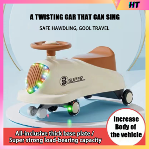 Kids Twist Car with Music Flashing Wheels 4-Wheel Ride On Swing Car Anti-Rollover Sliding Car Toy for Girls Boys