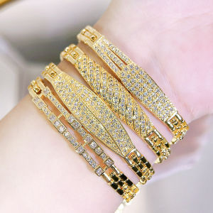 SEQUITO Noble Multiple Styles Golden Dazzling Artificial Zirconia Women Bracelet Temperament Banquet Wrist Jewelry B343