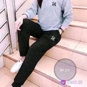 SETELAN LOGO NY GIRL TERBARU - SETELAN BAJU LENGAN PANJANG + CELANA JOOGER WANITA KEREN KEKINIAN - SETELAN CEWEK OLAHRAGAGYMFITNES TERLARIS
