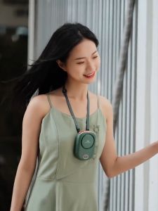 PRADO MALAYSIA2000mAh Mini Fan Portable Neck Fan with Digital LED Display 3 Speeds Cooling USB Rechargeable Electric Fan Neck Hanging Lanyard Travel Fan Kipas Leher 小型风扇 挂脖风扇