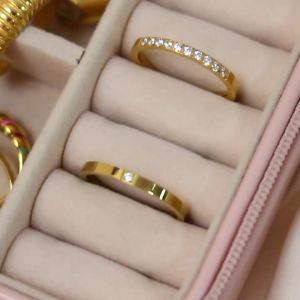 E.B.belle Classic Luxury AAA Zircon 18K gold plated rings for women stainless steel womens jewelry elegant Finger Decoration