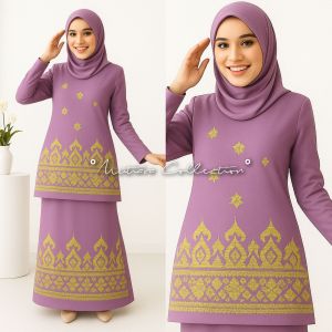 BAJU KURUNG BORDIR SONGKET BUNGA KUBAH