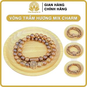 Vòng tay đôi trầm hương mix charm hoa sen hồ ly phật di lặc phật bà quan thế âm đeo tay cặp đôi nam nữ may mắn tài lộc Trầm Hương Hà Xá
