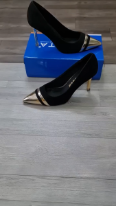 [ẢNH THẬT-FREESHIP] Giày nữ cao gót nhọn ROSATA RO697 -9p- Đen Ghi - HÀNG VIỆT NAM - BKSTORE