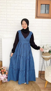 Gamis Anak Perempuan Motif Kotak-Kotak Tanpa Jilbab - Cutetrik Official Store