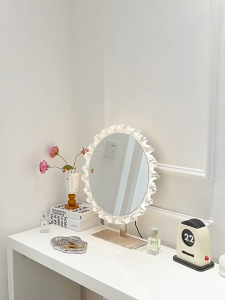 LED Lighted Makeup Vanity Mirror Touch Screen 3 Color Adjustable Brightness Rechargeable Portable Cosmetic Mirror for Bedroom Dressing Table Gift