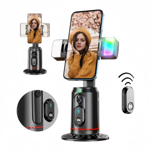 360° Rotation Phone Gimbal Stabilizer with Remote Desktop Tripod Stand & Auto Tracking for Live Streaming/Vlogging