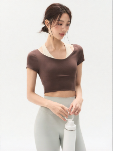 MITAOGIRL | Moisture Wicking Short Sleeve Sports Top for Yoga Fitness Running