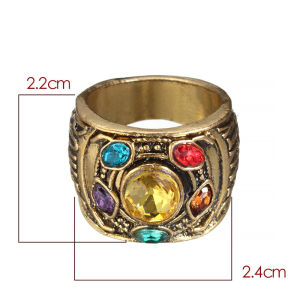 Hot Sale Fashion Mens Power Ring Infinity Wars Thanos Cosplay Anime Alloy Ring Jewelery Punk Gothic Hip Hop Ring Male
