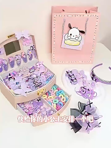 156Pcs Hair Accessory Gift Box Set Cute Kuromi Melody Fashion Jewelry Box Girls Kids Birthday Gifts