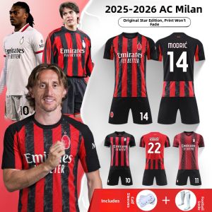 AC Milan Modric Kaka Mens Home Training Football Kit Childrens Soccer Uniform Set Short Sleeve round Neck Polyester Fiber
