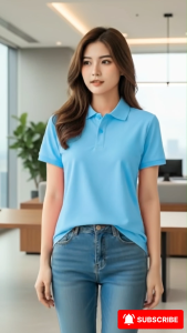 Áo thun Polo nữ Bee vải cá sấu Thái cao cấp màu xanh da trời thanh khiết thiết kế form dáng thoải mái năng động