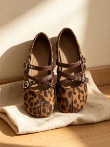 Josiny | Leopard Print Vintage Ballet Mary Jane Soft Bottom Flat Shoes