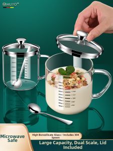 HUYO | Food Grade Measuring Glass Mug With Lid