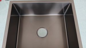 MYHOME STAINLESS STEEL 304 PREMIUM SINGLE BOWL KITCHEN SINK (SATIN & NANO BLACK) 550mm(L) x 450mm(W) x 230mm(H)