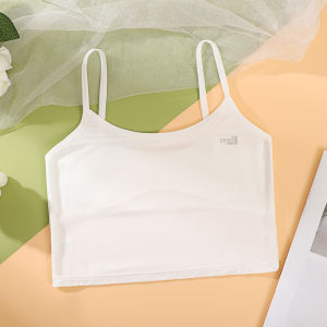 Miiow | Cat Person Childrens Underwear Girls Developmental Stage Primary School Students Mid-Length Strap Vest Style 7-12 Years Old Girls Bra