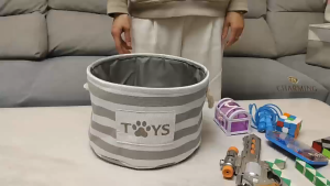 ตะกร้าเก็บของ กล่องผ้าเก็บของ อเนกประสงค์ มีหูหิ้ว สไตล์ญี่ปุ่น พับเก็บและตั้งทรงได้ ทรงเหลี่ยม ทรงกลม