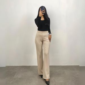 VORLINA - Flare Pants Highwaist Celana Kulot Cutbray Bahan Scuba Premium BB 40-75 Kg