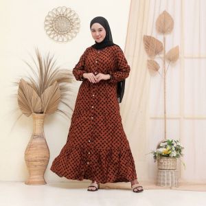 Gamis Batik Wanita Kancing