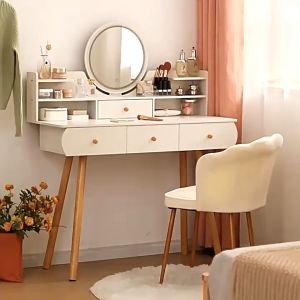 Furnibest Meja Rias Meja kosmetik Meja Rias Lampu LED Minimalis