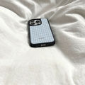 001 | Delicate Blue Plaid Silicone Phone Case for iPhone 11-17 Series. 