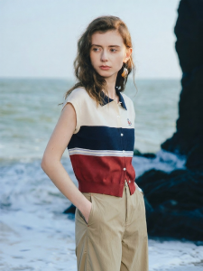 Toyouth | Quần Áo Knitwear Polo Sọc Cho Phụ Nữ Mùa Hè