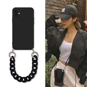 Crossbody Lanyard Necklace Marble Chain Phone Case For iPhone 16 15 14 13 12 11 Pro Max Soft Original Silicone Strap Cord Cover