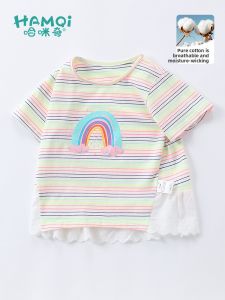 Hamqi | Cute Striped Short Sleeve T-shirt for Girls