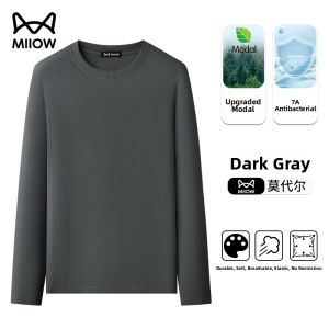 miiow | Mens Long Sleeve Modal T-shirt Breathable Seamless Comfortable Spring Autumn Outerwear Catman Silk Luminous New 2025 Model