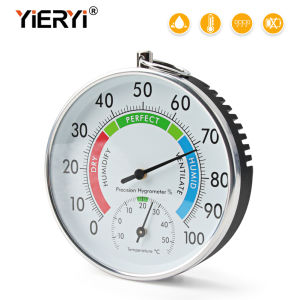 Máy đo độ ẩm và nhiệt kế tròn cỡ lớn chất lượng nhiệt kế Nhiệt kế ngoài trời đo độ ẩm trong nhà 10cm mới máy đo thời tiết màn hình nhiệt độ ngoài trời trong nhà
