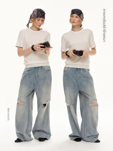 MADWITCH | American Retro Ripped Loose Wide Leg Jeans