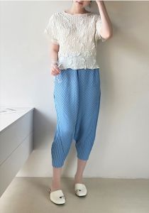 Miyake High-End Pleated Plus Size Loose Leisure All-Matching Ankle-Tied Cropped Harem Pants #5094