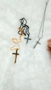 Kalung Salib Pria Titanium / Kalung Salib Doa Bapa Kami