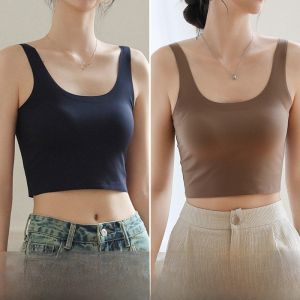 Miiow | MiiOW Ice Silk Thin Strap Vest Womens Summer Base Layer Tank Top No Trace Cool Sensation Nylon Spandex Original Design Short Length