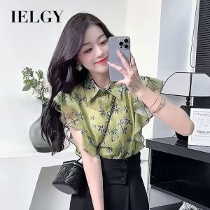 IELGY Floral flying sleeve shirt for women