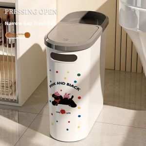 YINSHANG | Narrow Long-shaped Bathroom Trash Can with Push Button