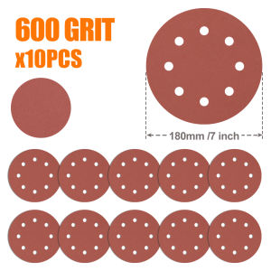 7 Inch 180mm Sanding Discs 10PCS Sandpaper Hook and Loop Abrasive Paper Assorted 40-1000 Grits for Sanding Polishing