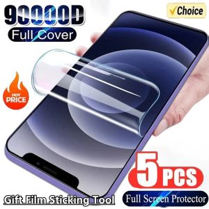 5Pcs Full Cover Hydrogel Film For iPhone 13 12 11 14 15 16 Pro Max Screen Protector For iPhone 16 PRO XR XS MAX 15 Plus 13Mini