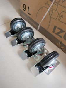 Paket roda karet 3" hitam 4 REM Roda troli 3in set 4pcs Rem semua
