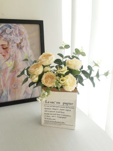 Realistic Artificial Peony Flowers Home Decor Bedroom Table Centerpiece Green Plants Silk Flower Arrangement Modern Simple Style