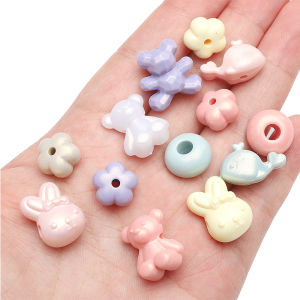 10-200PCS nhiều màu động vật Hoa Vỏ hình tròn hạt Spacer Loose hạt bằng acrylic cho vòng tay thủ công Vòng cổ Keychain Tự Làm Thủ Công Phụ kiện làm đồ trang sức