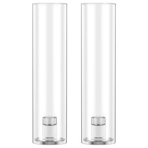 2 ชิ้นเชิงเทียนแก้วใสเชิงเทียนเทียนกระบอกฝาครอบตาราง Centerpieces เดสก์ท็อปเครื่องประดับเชิงเทียน ...