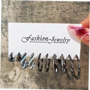 Earrings Women Metal Ear Ring Vintage Earrings Hepburn Style Earrings Suit 6-Piece Earring