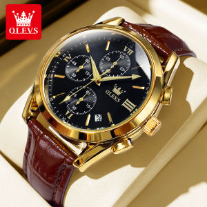 OLEVS | OLEVS 2872 Mens Quartz Wristwatches Leather Strap Waterproof Luminous Original Chronograph Watch for Men Luxury Sport Man Watch